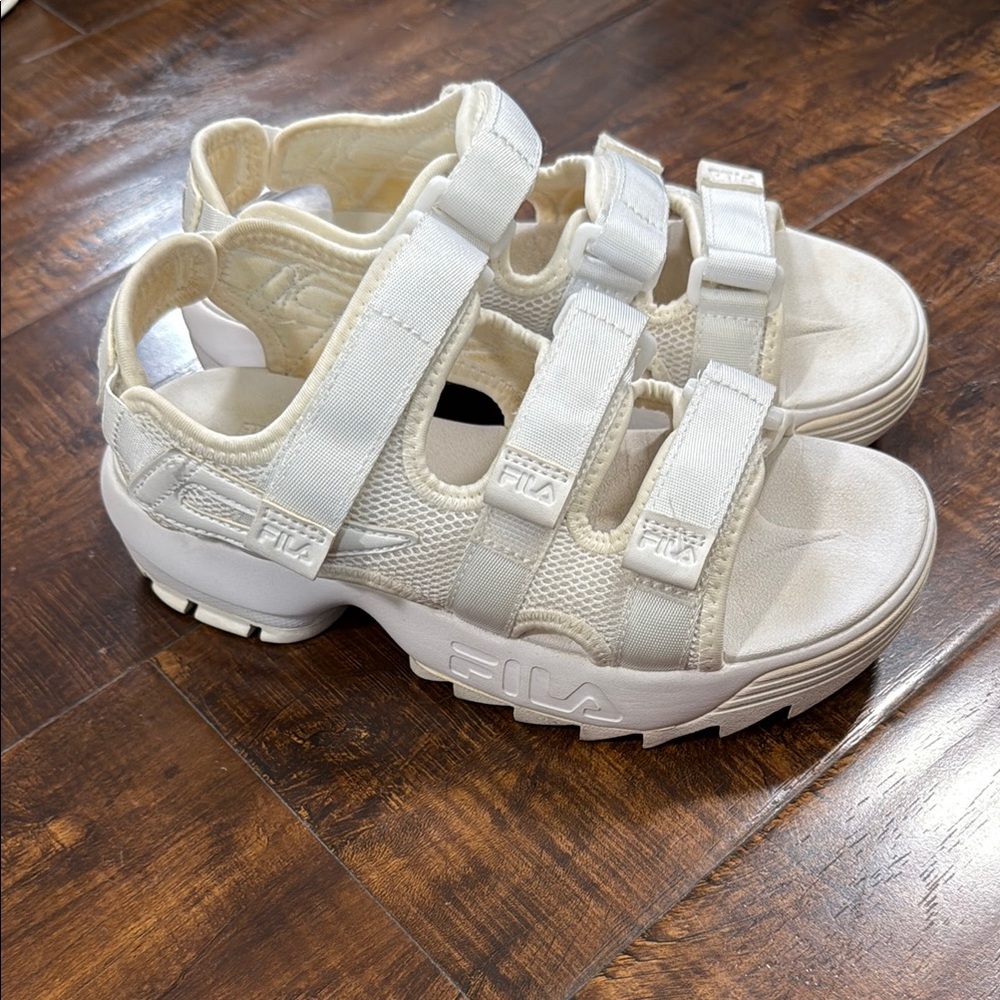 Fila White Sporty Sandals with Adjustable Straps